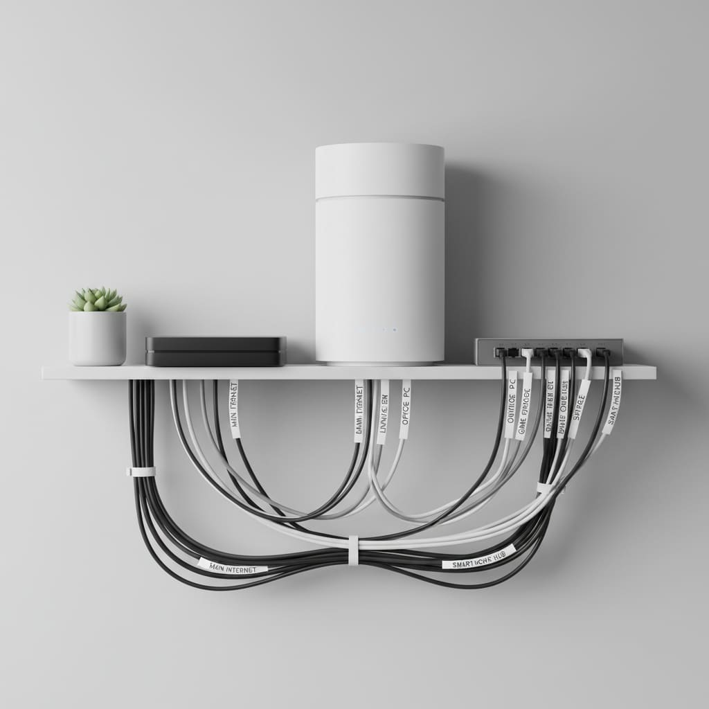 Wi‑Fi router and tidy cables